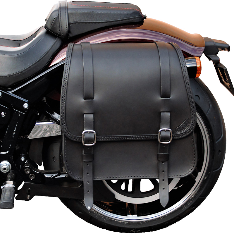 motorcycle leather side bag for harley davidson softail breakout - glam ends cuoio ctn