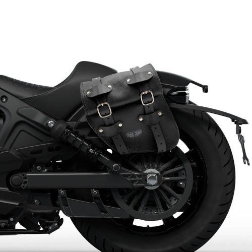 Roll Tomahawk Piggyback Motorcycle milled leather saddlebag for Indian Scout Bobber - Ends Cuoio ctn