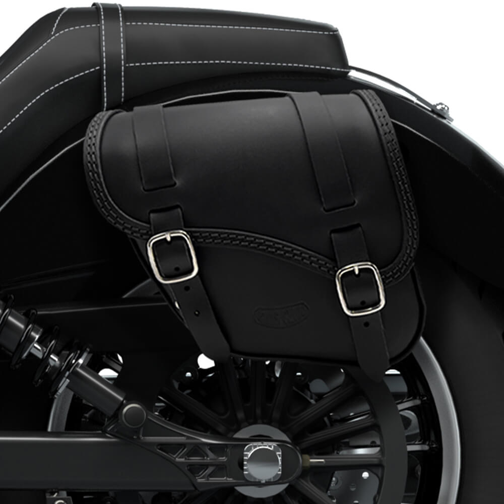 Tomahawk Piggyback leather left side saddlebag for Indian Scout 2015-2024