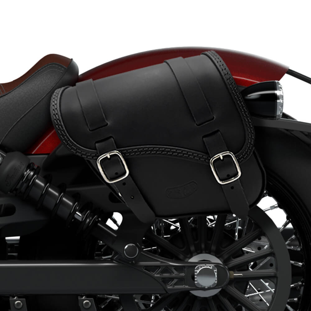 Tomahawk Piggyback leather left side saddlebag for Indian Scout Bobber Twenty 2019-2024 Tomahawk Piggyback leather left side saddlebag for Indian Scout Bobber Twenty 2019-2024