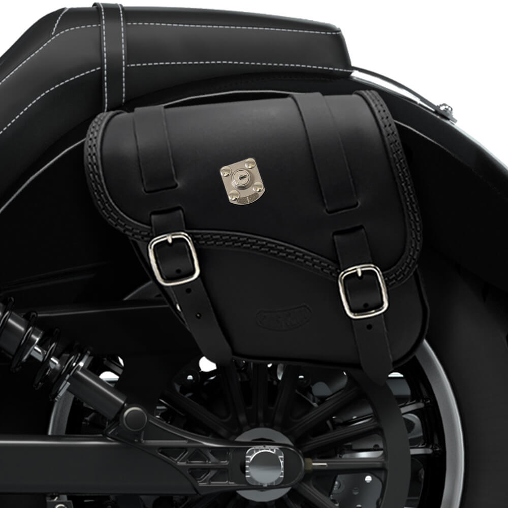 Tomahawk Piggyback leather left side saddlebag with lock for Indian Scout 2015-2024 Tomahawk Piggyback leather left side saddlebag with lock for Indian Scout 2015-2024