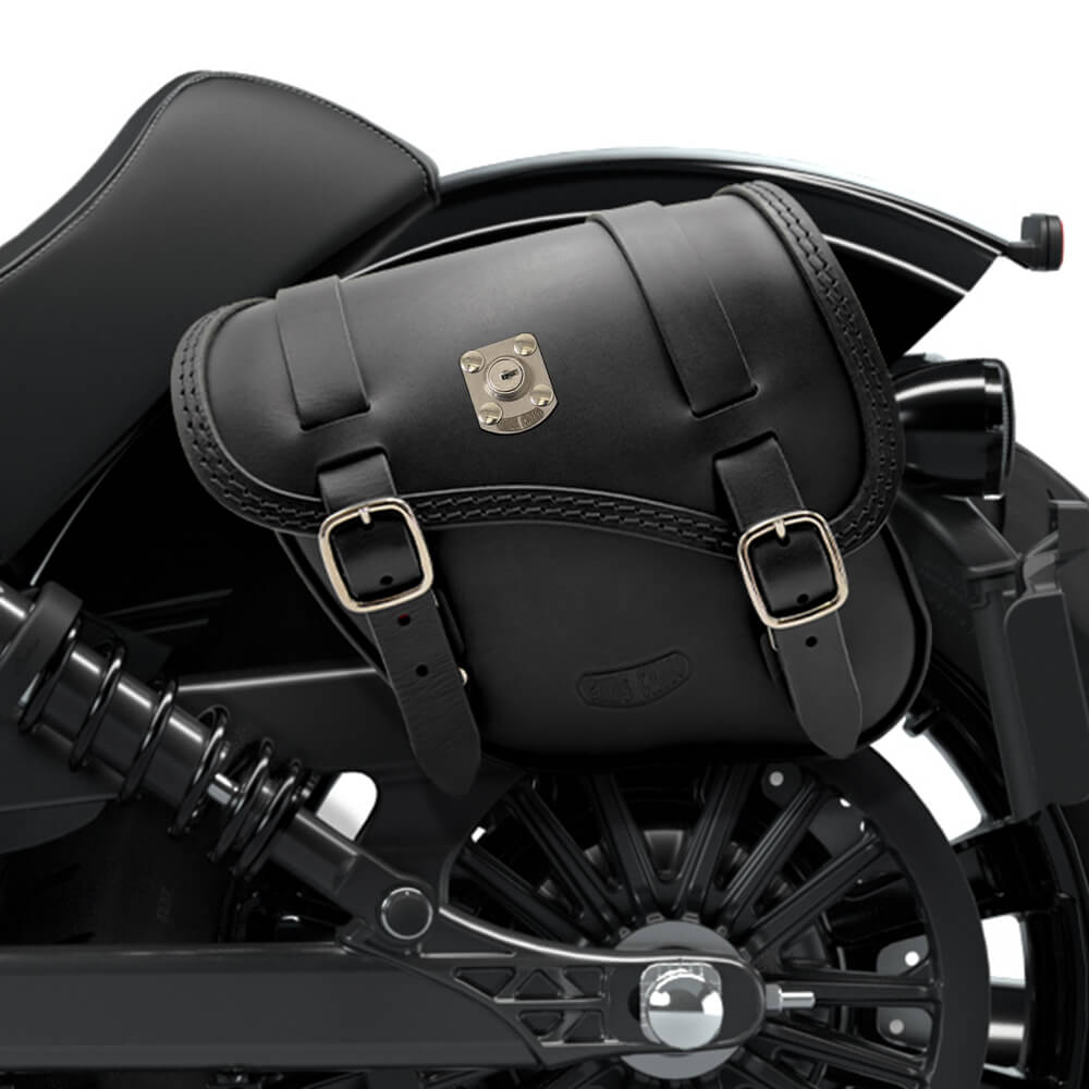 Tomahawk Piggyback leather left side saddlebag with lock for Indian Sport Scout 2025 Tomahawk Piggyback leather left side saddlebag with lock for Indian Sport Scout 2025