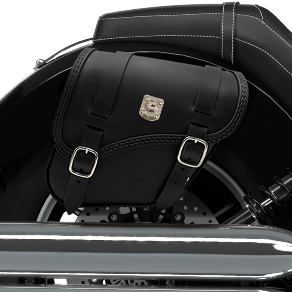 Tomahawk Piggyback leather right side saddlebag with lock for indian scout 2015-2024 Tomahawk Piggyback leather right side saddlebag with lock for indian scout 2015-2024